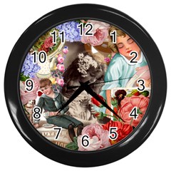 Victorian Collage Wall Clocks (black) by snowwhitegirl