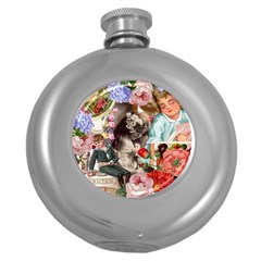 Victorian Collage Round Hip Flask (5 Oz) by snowwhitegirl