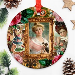 Victorian Collage Of Woman Ornament (round) by snowwhitegirl