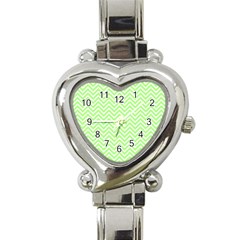 Green Chevron Heart Italian Charm Watch by snowwhitegirl