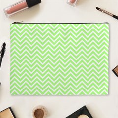 Green Chevron Cosmetic Bag (xl) by snowwhitegirl