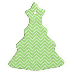 Green Chevron Christmas Tree Ornament (two Sides) by snowwhitegirl