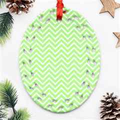 Green Chevron Oval Filigree Ornament (two Sides)