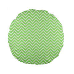 Green Chevron Standard 15  Premium Round Cushions by snowwhitegirl