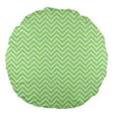 Green Chevron Large 18  Premium Flano Round Cushions by snowwhitegirl