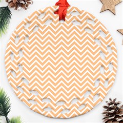 Orange Chevron Round Filigree Ornament (two Sides) by snowwhitegirl