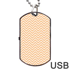 Orange Chevron Dog Tag Usb Flash (two Sides) by snowwhitegirl