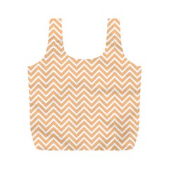 Orange Chevron Full Print Recycle Bags (m)  by snowwhitegirl