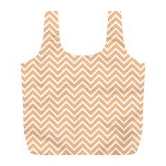 Orange Chevron Full Print Recycle Bags (l)  by snowwhitegirl