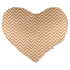 Orange Chevron Large 19  Premium Flano Heart Shape Cushions by snowwhitegirl