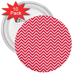 Red Chevron 3  Buttons (10 pack) 