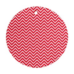 Red Chevron Round Ornament (Two Sides)