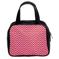 Red Chevron Classic Handbags (2 Sides)