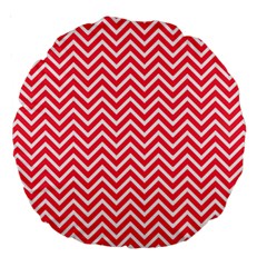 Red Chevron Large 18  Premium Round Cushions