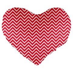 Red Chevron Large 19  Premium Heart Shape Cushions