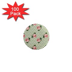 Green Chevron Rose 1  Mini Magnets (100 Pack)  by snowwhitegirl