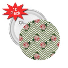 Green Chevron Rose 2 25  Buttons (10 Pack)  by snowwhitegirl