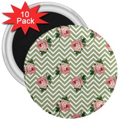 Green Chevron Rose 3  Magnets (10 Pack)  by snowwhitegirl