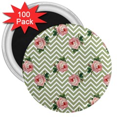 Green Chevron Rose 3  Magnets (100 Pack) by snowwhitegirl