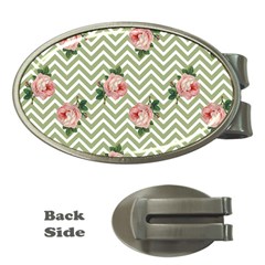 Green Chevron Rose Money Clips (oval)  by snowwhitegirl