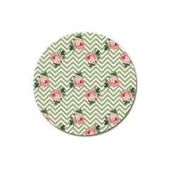 Green Chevron Rose Magnet 3  (round) by snowwhitegirl