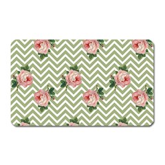 Green Chevron Rose Magnet (rectangular) by snowwhitegirl