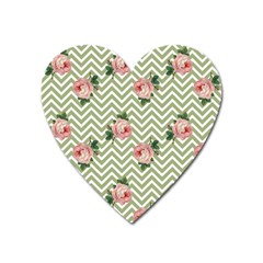 Green Chevron Rose Heart Magnet by snowwhitegirl