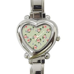 Green Chevron Rose Heart Italian Charm Watch by snowwhitegirl