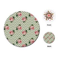 Green Chevron Rose Playing Cards (round)  by snowwhitegirl