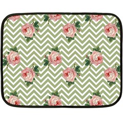 Green Chevron Rose Fleece Blanket (mini) by snowwhitegirl