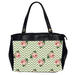 Green Chevron Rose Office Handbags (2 Sides)  by snowwhitegirl