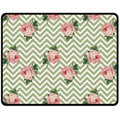 Green Chevron Rose Fleece Blanket (medium)  by snowwhitegirl