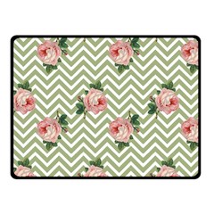 Green Chevron Rose Fleece Blanket (small) by snowwhitegirl