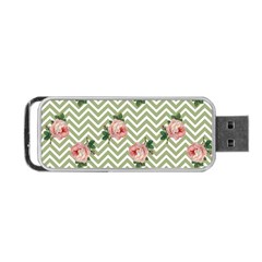 Green Chevron Rose Portable Usb Flash (one Side) by snowwhitegirl