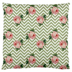 Green Chevron Rose Standard Flano Cushion Case (one Side) by snowwhitegirl