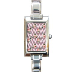 Violet Chevron Rose Rectangle Italian Charm Watch by snowwhitegirl