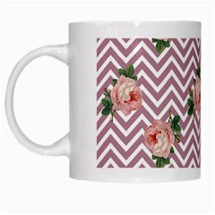 Violet Chevron Rose White Mugs