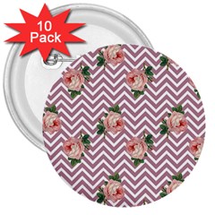 Violet Chevron Rose 3  Buttons (10 Pack)  by snowwhitegirl