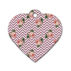 Violet Chevron Rose Dog Tag Heart (two Sides)