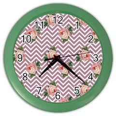 Violet Chevron Rose Color Wall Clocks by snowwhitegirl