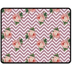 Violet Chevron Rose Fleece Blanket (medium)  by snowwhitegirl