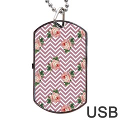 Violet Chevron Rose Dog Tag Usb Flash (one Side) by snowwhitegirl