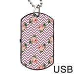 Violet Chevron Rose Dog Tag USB Flash (Two Sides) Back