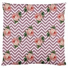 Violet Chevron Rose Large Cushion Case (two Sides) by snowwhitegirl