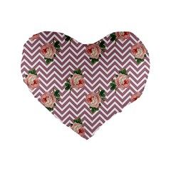 Violet Chevron Rose Standard 16  Premium Heart Shape Cushions by snowwhitegirl