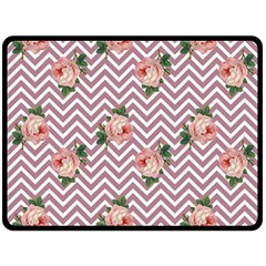 Violet Chevron Rose Double Sided Fleece Blanket (large)  by snowwhitegirl