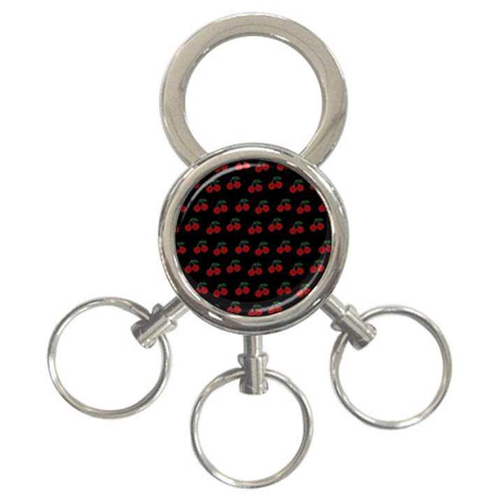 Cherries Black 3-Ring Key Chains