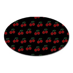 Cherries Black Oval Magnet