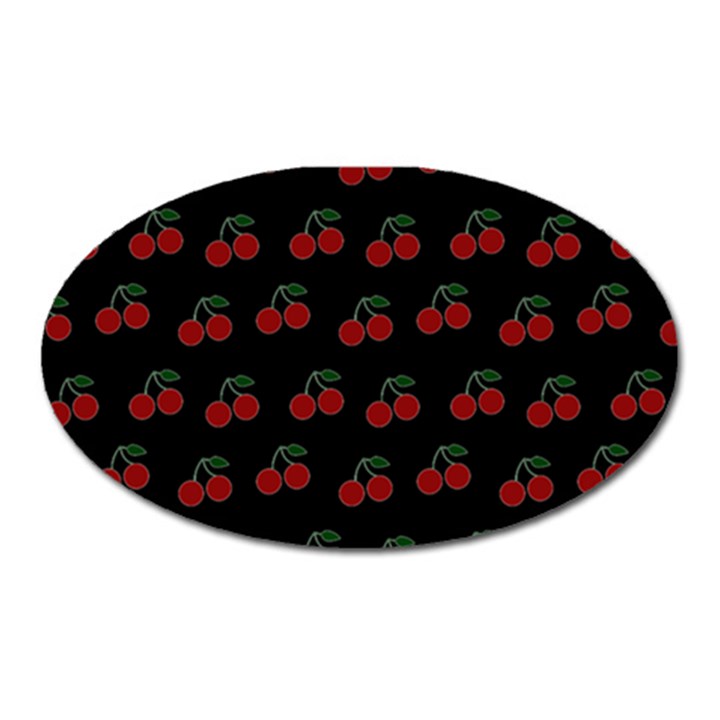 Cherries Black Oval Magnet