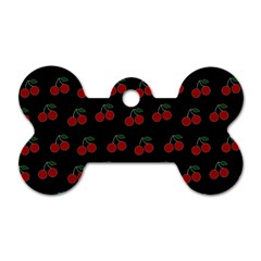 Cherries Black Dog Tag Bone (one Side) by snowwhitegirl